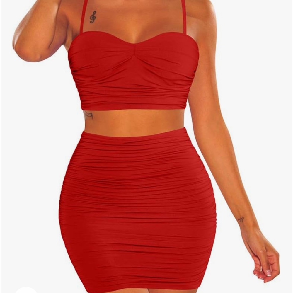 Amazon two-piece set crop top and matching skirt